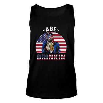 4Th Of July Drinkin Like Lincoln Abraham Abe American Flag Unisex Tank Top | Mazezy