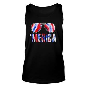 4Th Of July Merica American Flag Tie Dye Sunglasses Unisex Tank Top | Mazezy