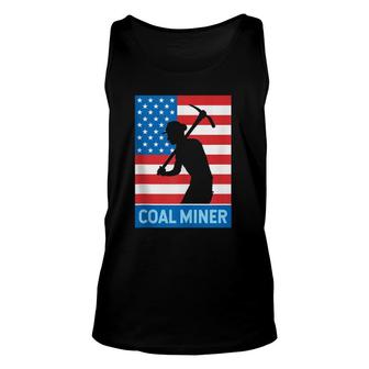 4Th Of July Patriotic Coal Miner American Flag Gif Unisex Tank Top | Mazezy