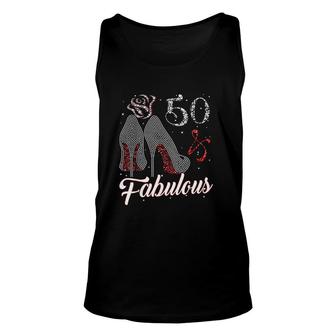 50 And Fabulous 50th Birthday Gift For Womens Unisex Tank Top - Seseable