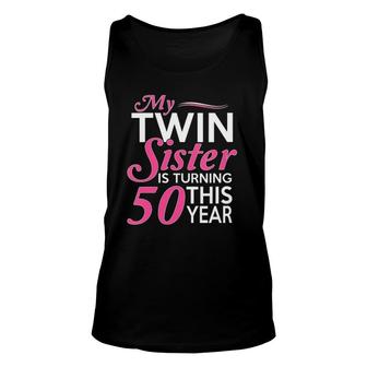 Womens 50Th Birthday For Twin Sisters Birth Year V-Neck Tank Top | Mazezy