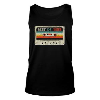 52Nd Bday Gifts Best Of 1969 Retro Cassette Tape Vintage Unisex Tank Top | Mazezy
