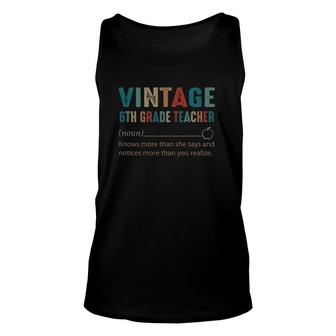 Womens 6Th Grade Teacher Noun Vintage Retro Style 60S 70S 80S Tank Top | Mazezy