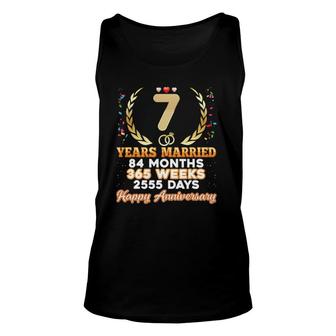 7 Years Married Happy 7Th Wedding Anniversary Couple Ring Unisex Tank Top | Mazezy UK