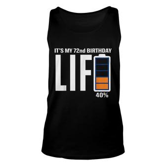72Nd Birthday Low Battery It's My Birthday 72 Year Old Unisex Tank Top | Mazezy