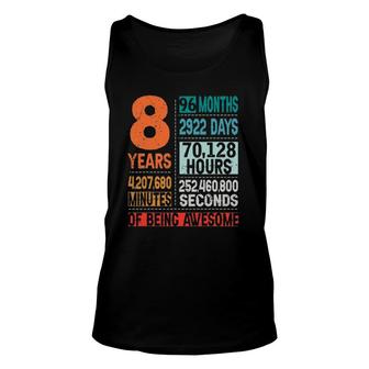 8 Years 96 Months Of Being Awesome 8Th Birthday Countdown Unisex Tank Top | Mazezy