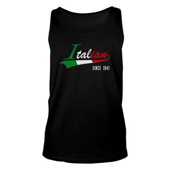 81St Birthday Italian Since 1941 81 Years Born In Italy Tank Top | Mazezy
