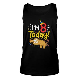 8Th Birthday Sloth Eight Years Old Unisex Tank Top | Mazezy CA