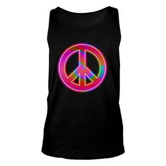 90S Rave Psychedelic Tie Dye Hippie Peace Sign Unisex Tank Top | Mazezy