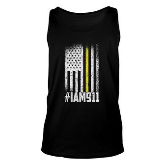 911 American Flag Dispatch Er Usa Thin Gold Line Operator Unisex Tank Top | Mazezy