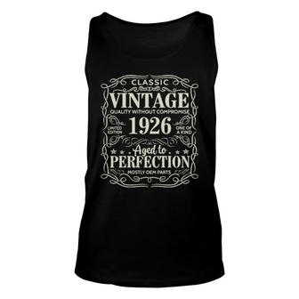 96Th Birthday Vintage Perfection Aged 1926 96 Yrs Old Unisex Tank Top | Mazezy