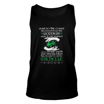 A Goddess Named Michelle I Green Witch Custom Name Apparel Unisex Tank Top | Mazezy
