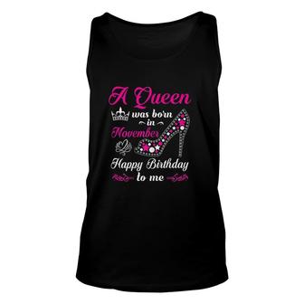 A Queen Was Born In November Birthday Gift Pink Girl Unisex Tank Top | Seseable UK