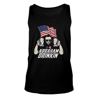 Abraham Drinkin Funny 4Th Of July American Flag Drink Unisex Tank Top | Mazezy