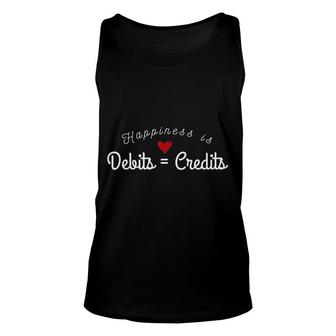 Accountant Funny Debits Equals Credits Unisex Tank Top | Mazezy
