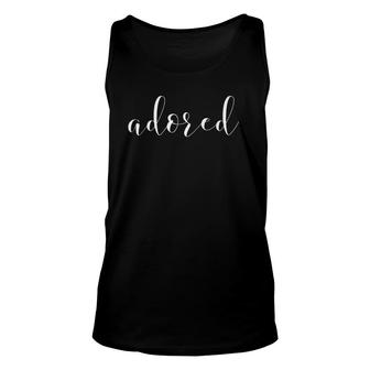 Adored Loved White Handwriting Unisex Tank Top | Mazezy