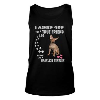 Aht Dog Quote Mom Dad Print Cute American Hairless Terrier Unisex Tank Top | Mazezy