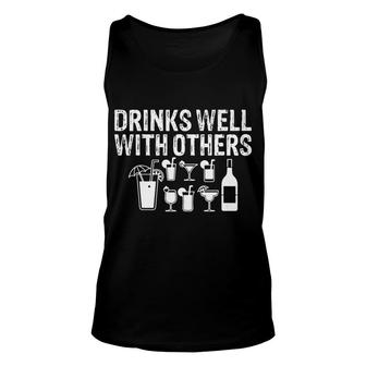 Alcohol Drinks Well With Others Tees Wine Beer Vodka Unisex Tank Top - Thegiftio UK