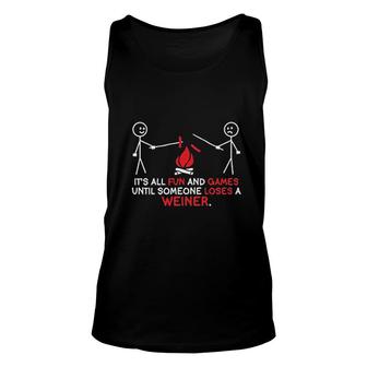 All Fun And Games Until Funny Novelty Graphic Sarcastic Funny V2 Unisex Tank Top - Thegiftio UK