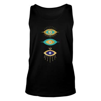 All Seeing Evil Eyes Yellow Eyelashes Curse Protection Unisex Tank Top | Mazezy