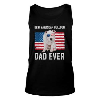 Mens American Bulldog Dad American Flag Dog Lover Owner Tank Top | Mazezy
