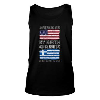 American By Birth Greek By Grace Of God Heritage Unisex Tank Top | Mazezy