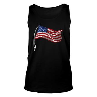 American Flag Fishing Rod 4Th Of July Patriotic Fisherman Unisex Tank Top | Mazezy