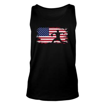 American Flag Pitcher Baseball Apparel Baseball Unisex Tank Top | Mazezy