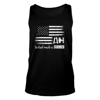 American Flag Tractor So God Made A Farmer Unisex Tank Top | Mazezy