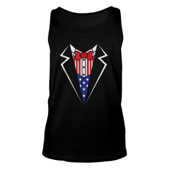 American Flag Tuxedo Bow Tie 4Th Of July Usa Merica Gift Unisex Tank Top | Mazezy