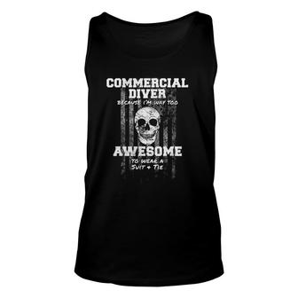 American Funny Commercial Diver Usa Diving Unisex Tank Top | Mazezy