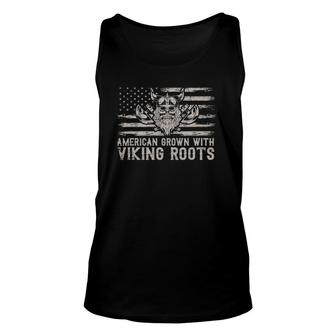 American Grown With Viking Roots Usa Flag Scandinavia Viking Tank Top | Mazezy