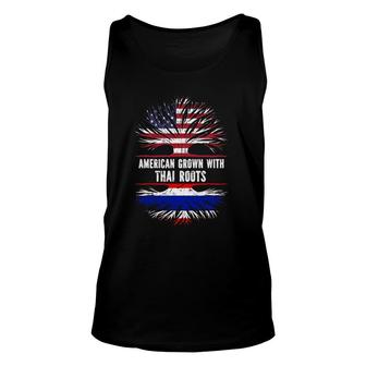 American Grown With Thai Roots Usa Flag Thailand Unisex Tank Top | Mazezy