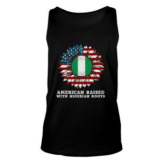 American Raised With Nigerian Roots Sunflower Usa Flag Unisex Tank Top | Mazezy CA