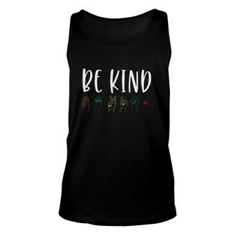 American Sign Language Lover Be Kind Asl Unisex Tank Top | Mazezy