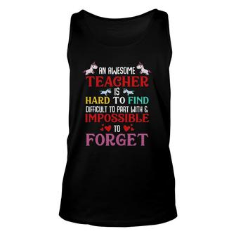 An Awesome Teacher Is Hard To Find Funny Educator Unisex Tank Top | Mazezy