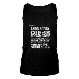 And On The 8th Day God Made A Farmer T Shirts Unisex Tank Top - Thegiftio UK