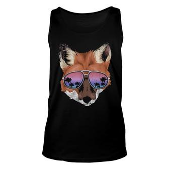 Animal Tropical Summer Palm Trees Cool Sunglasses Fox Tank Top | Mazezy