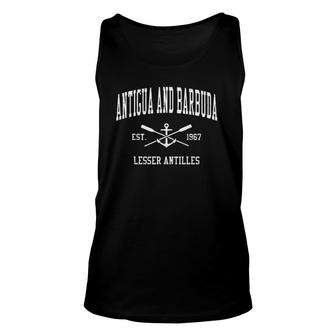 Antigua And Barbuda Vintage Crossed Oars & Boat Anchor Sport Tank Top | Mazezy
