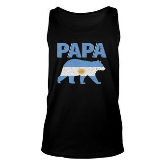 Mens Argentina Flag Papa Bear Argentinian Dad Father's Day Tank Top | Mazezy