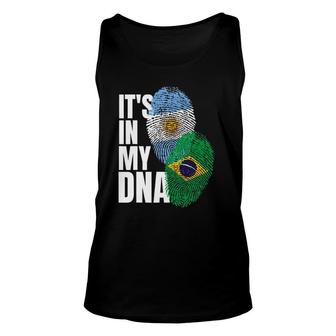 Argentinian And Brazilian Mix Dna Flag Heritage Unisex Tank Top | Mazezy