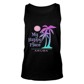 Aruba Souvenir Palm Tree Happy Beach Sun Unisex Tank Top | Mazezy
