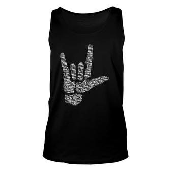 Asl Sign I Love You In 40 Different Languages Asl Unisex Tank Top | Mazezy