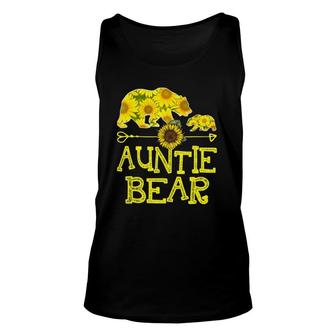 Auntie Bear Sunflower Funny Mother Father Gift Unisex Tank Top | Mazezy