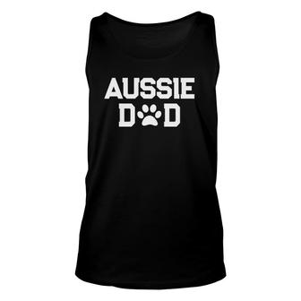 Aussie Dad Paw Print Australian Shepherd Dog Owner Gift Unisex Tank Top | Mazezy