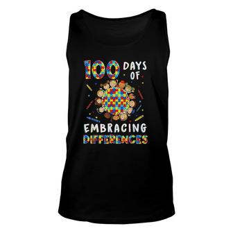 Autism Awareness Embracing Differences 100 Days Of School Unisex Tank Top | Mazezy
