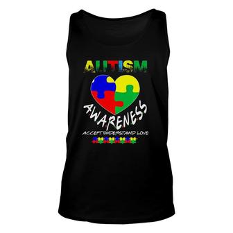 Autism Awareness Gift Accept Love For Dad Mom Therapist Unisex Tank Top | Mazezy
