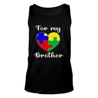 Autism Awareness Gift For Brother With Loving Heart Symbol Unisex Tank Top | Mazezy