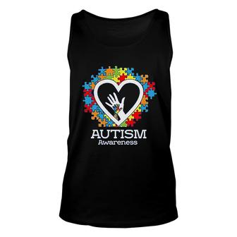 Autism Awareness Hands In Heart Womens Unisex Tank Top - Thegiftio UK