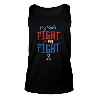 Autism Awareness My Son's Fight Ribbon Support Mom Dad Unisex Tank Top | Mazezy